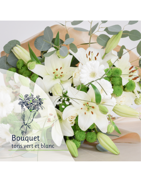 Bouquet Surprise - Tons blancs et vert