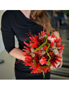 bouquet de fleurs séchées ton rouge